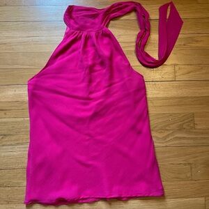 Express Pink Tie- Neck Sleeveless Blouse - Size Medium